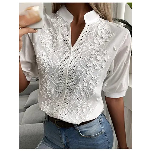 Texturiertes Blumenbluse für Damen | Schick