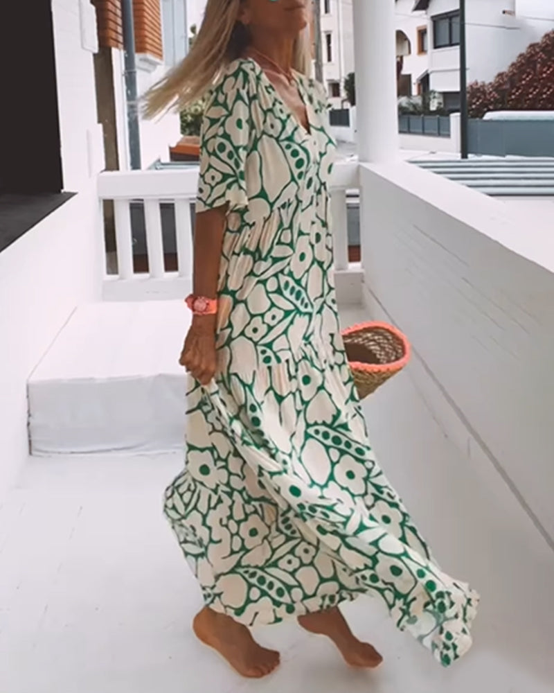 Disco | Vestito casual con scollo a V e stampa