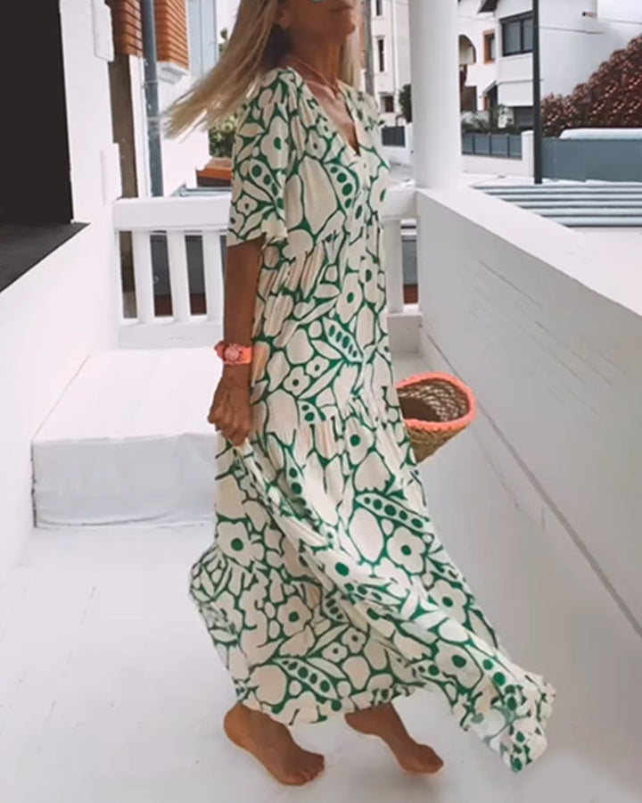 Disco | Vestito casual con scollo a V e stampa