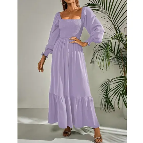 Lässiges Kleid mit Puffärmeln für Damen | Maxi