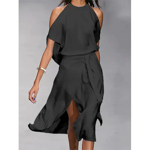 Lässiges und ausgestelltes Sommerkleid für Damen | Midi