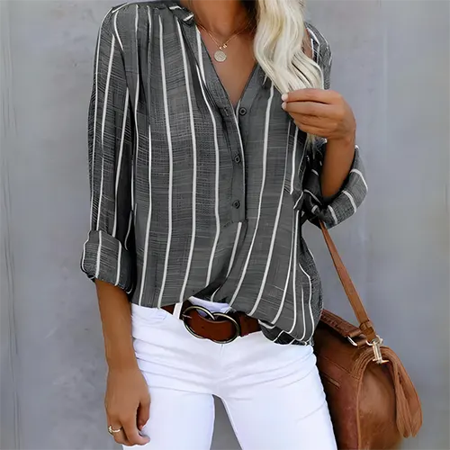 Elegante Bluse mit langen Ärmeln für Damen | Mit Knöpfen