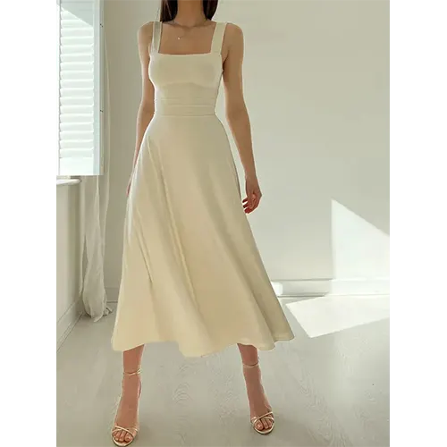 Elegantes ärmelloses Hochzeitsgastkleid für Damen | Midi