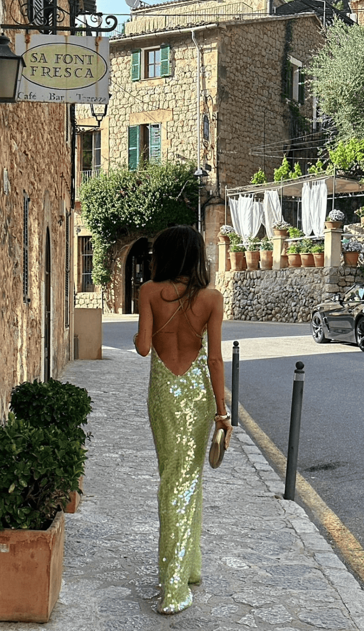 Sibylle - Robe longue ornée de sequins