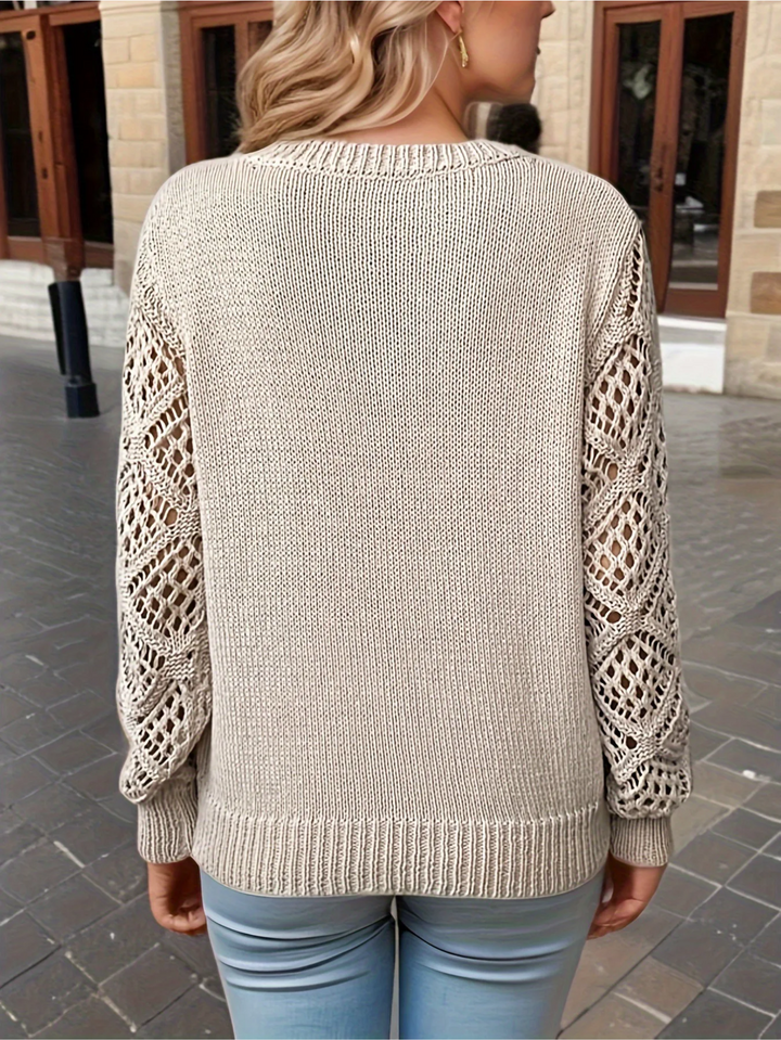 Isabelle - Pull léger à manches crochetées – Pull élégant à col en V