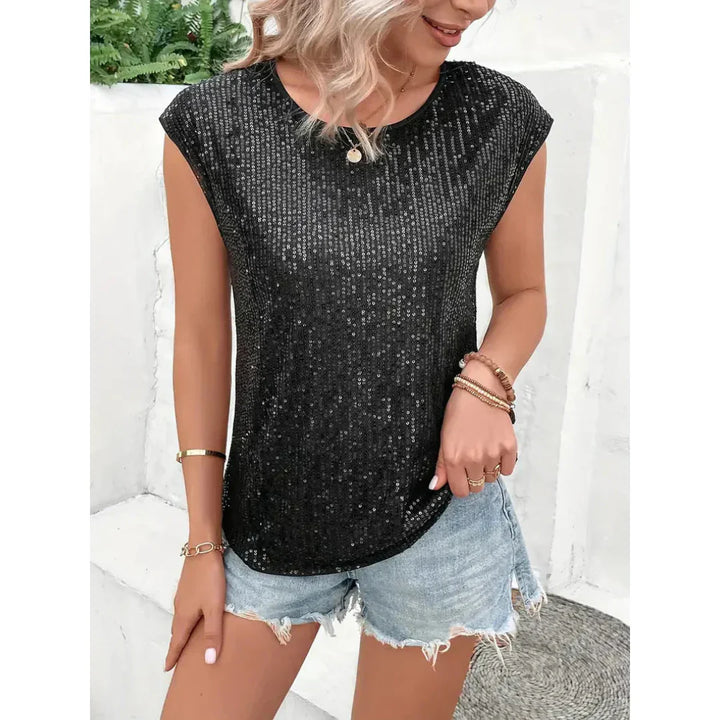 Stylowe kobiety z cekinami na górze | Elegancki