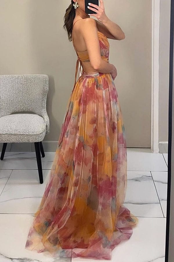 Robe longue à lacets