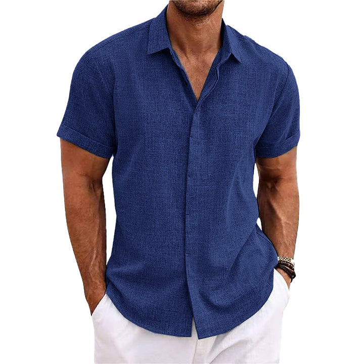 Melchior | Linen and cotton notch collar shirt for men