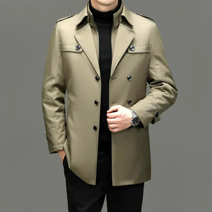 Bastien – Trench lungo da uomo con tessuto raffinato e bottoni