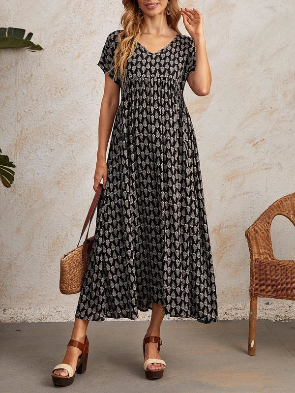Vestito Alice con scollo a V – Eleganza vintage in lino e cotone