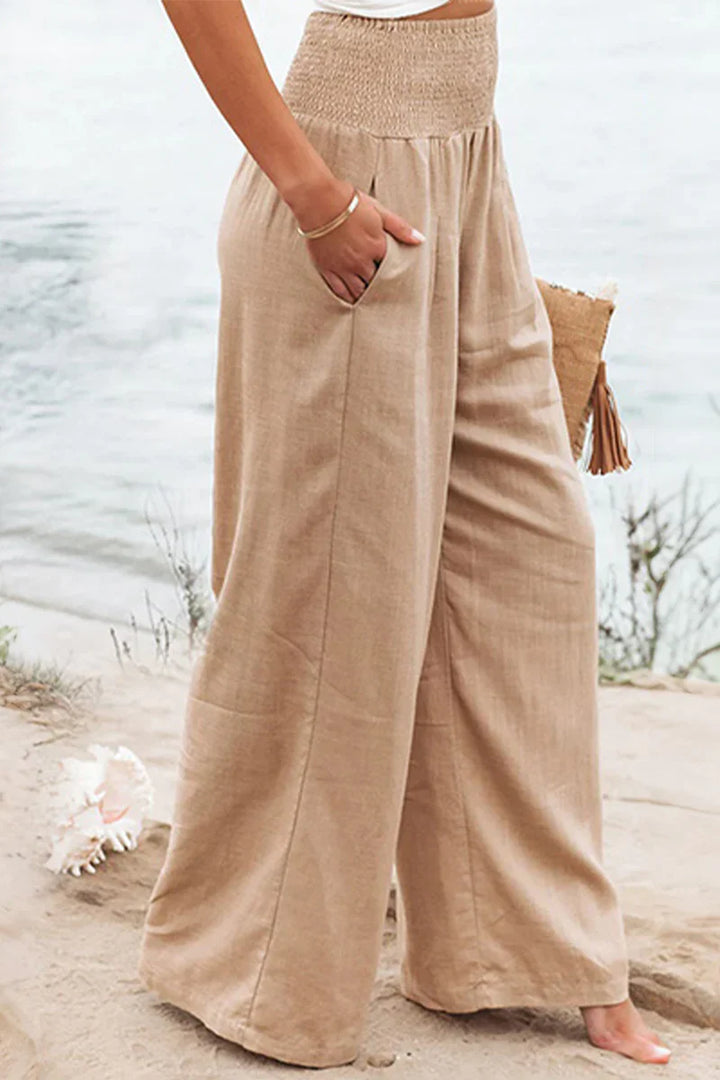 Lässige Sommerhose mit weitem Bein für Damen | Hohe Taille