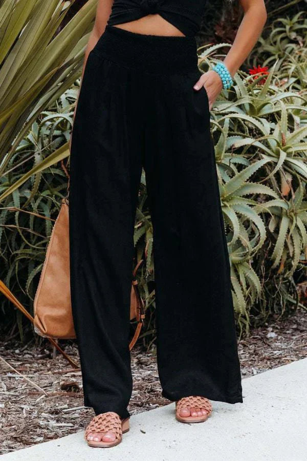 Lässige Sommerhose mit weitem Bein für Damen | Hohe Taille