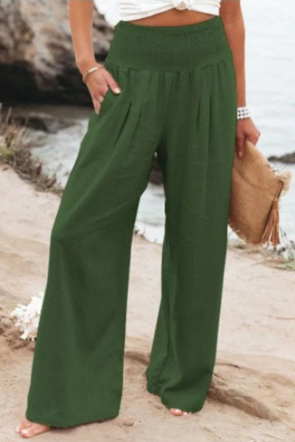 Lässige Sommerhose mit weitem Bein für Damen | Hohe Taille