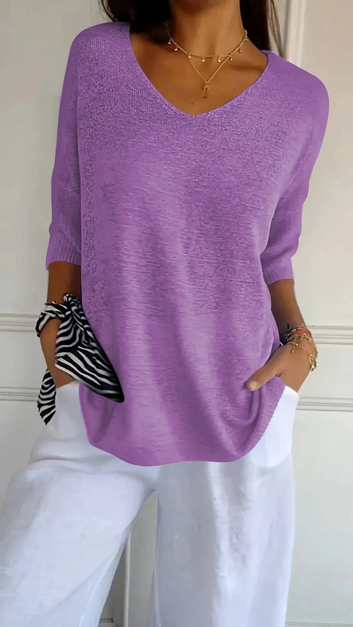 Elisa | Confortable Dames-Stricktop con scollo a V