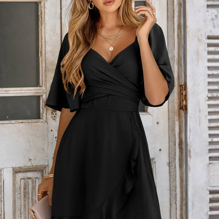 Femmes Ourlet À Volants V-cou Robe Portefeuille | Mini