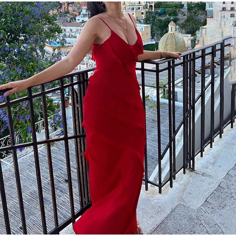 Robe longue élégante à volants - Lilianna
