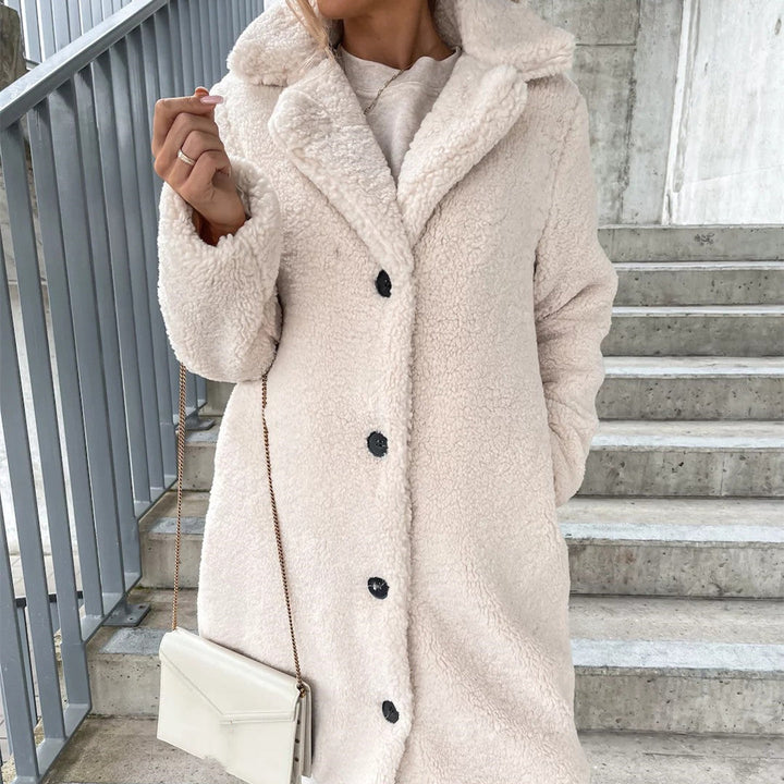 Élodie – Manteau en peluche pour femmes avec col à revers, doux et chaud