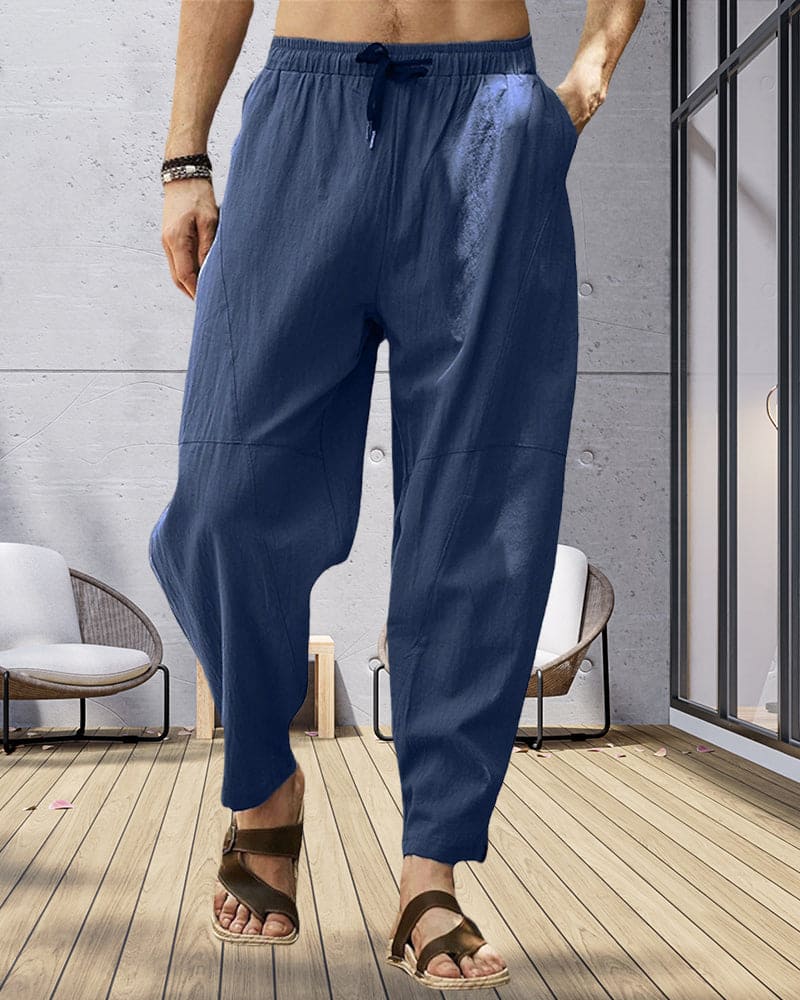 Elmo | Breathable and casual fabric pants with elastic waistband for men