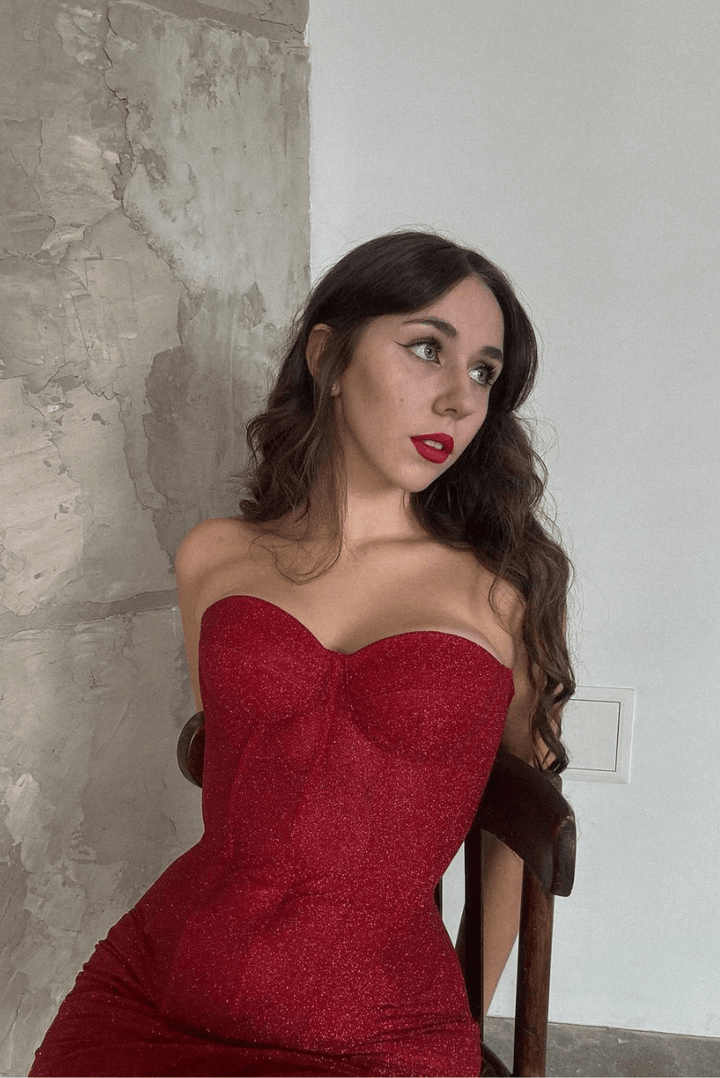 Margaux - Robe courte sans bretelles avec corset