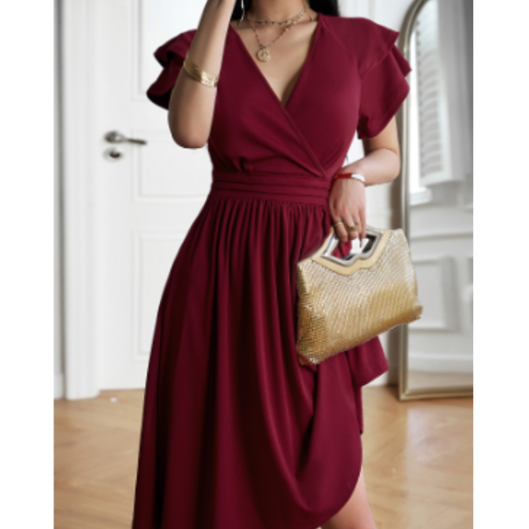 Women's Short Sleeve V-Neck Dress | Mini