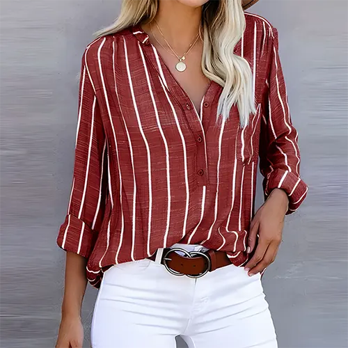 Elegante Bluse mit langen Ärmeln für Damen | Mit Knöpfen