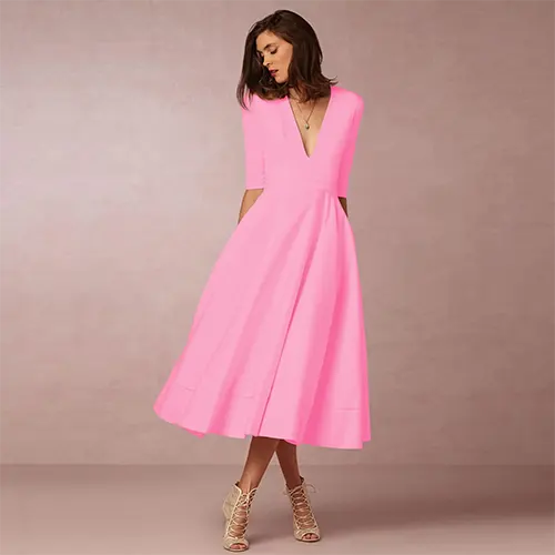 Elegantes und geripptes Abendkleid für Damen | Midi