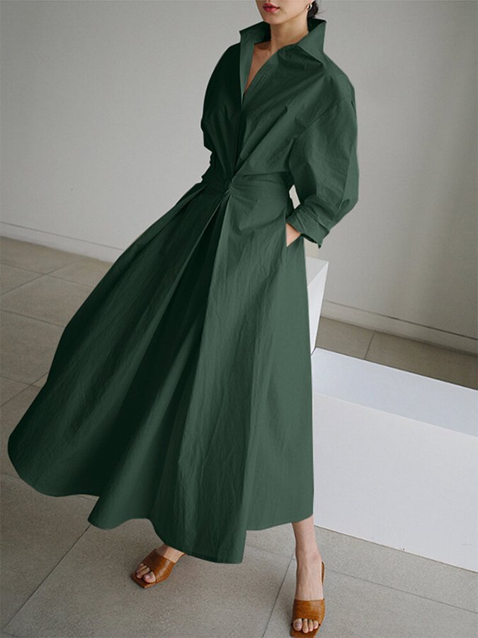 Riley - Robe longue à manches longues et boutons