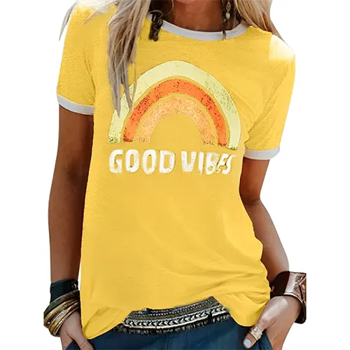 Grafisches Sommer-T-Shirt für Frauen | Kurze Ärmel