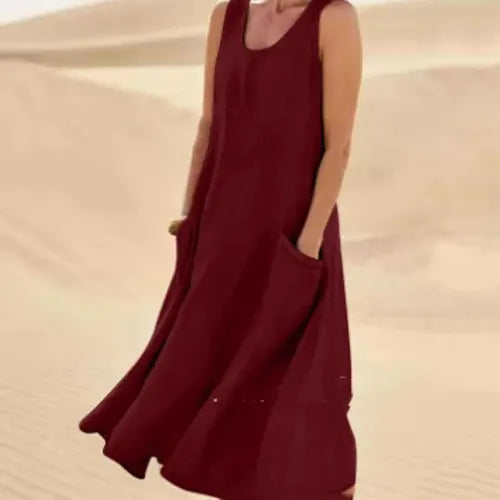 Sommerkleid A-Linie Ärmellos für Damen | Midi