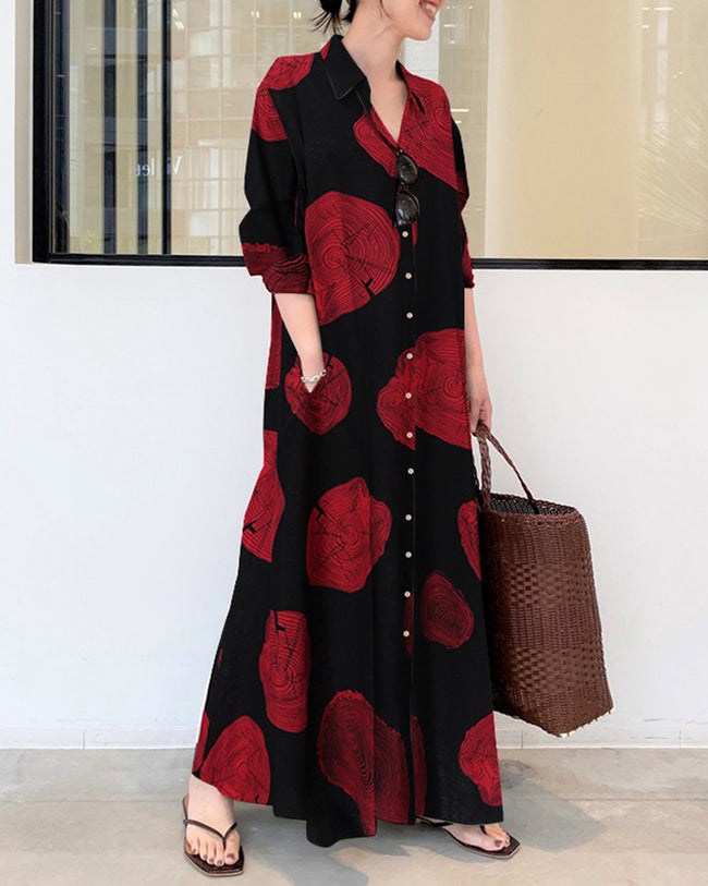 Robe longue en lin imprimé - Jessica