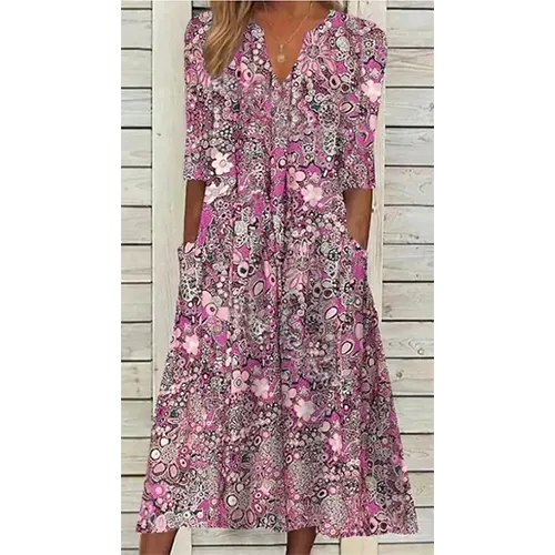 Tägliches bedrucktes Sommerkleid für Damen | Midi
