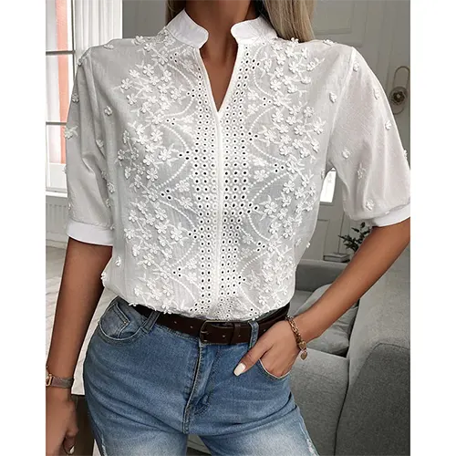 Texturiertes Blumenbluse für Damen | Schick