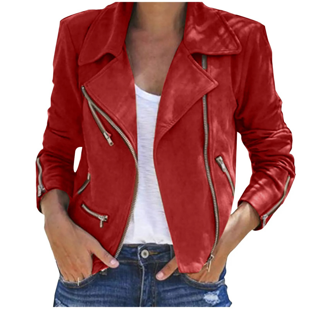 Johanna - Veste en cuir Zip Vintage femme