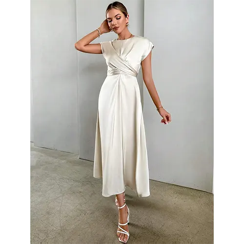Elegantes Hochzeitsgastkleid A-Linie für Damen | Midi