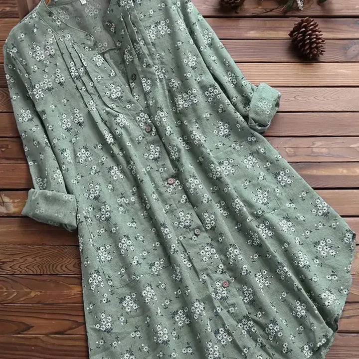 Damen Langärmeliges Hemd mit Blumenmuster | Untere Taste