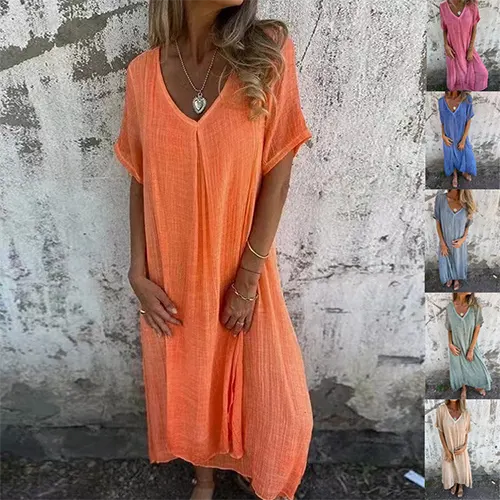 Weites Sommer-Strandkleid für Damen | Midi