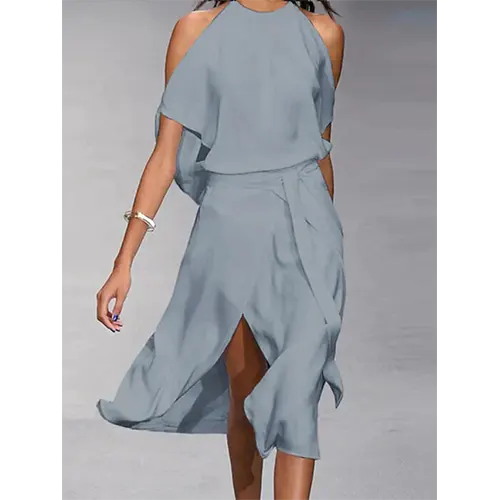Lässiges und ausgestelltes Sommerkleid für Damen | Midi