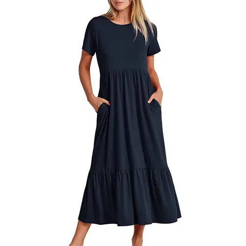 Sommerkleid A-Linie mit kurzen Ärmeln | Midi