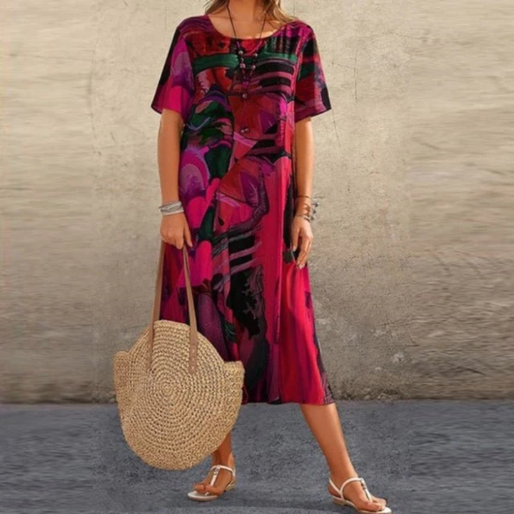 Damen Sommerkleid mit Rundhalsausschnitt | Midi