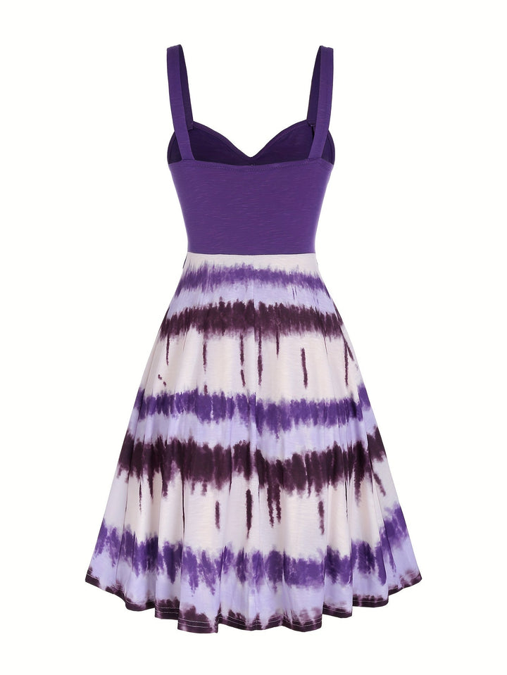 Vestito tie-dye con bottoni finti e scollo a V