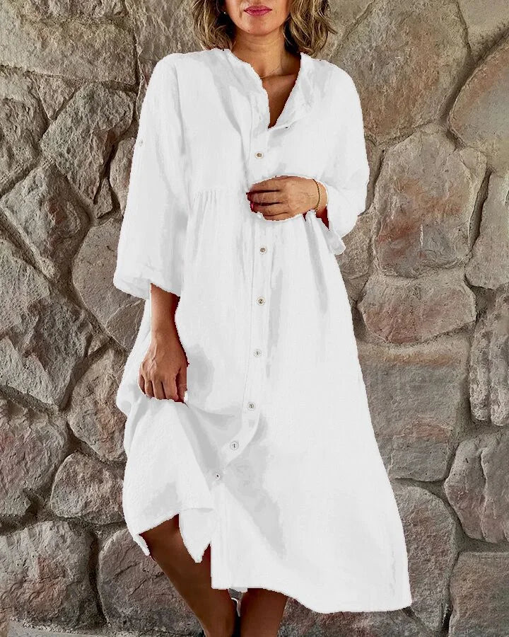 Robe Chemise Ample en Coton et Lin - Eglantine