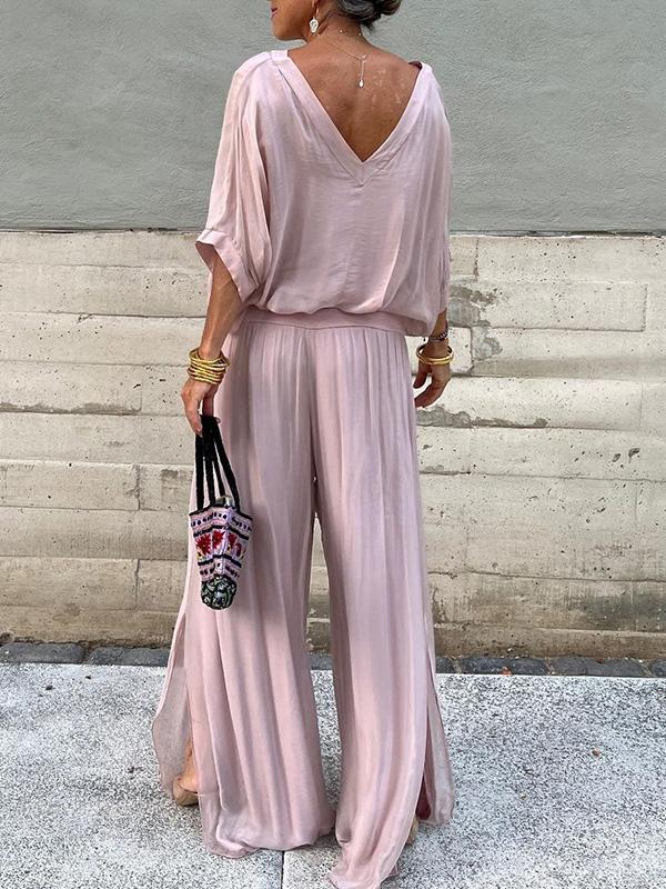 Elegant wide two-piece pants in silk chiffon