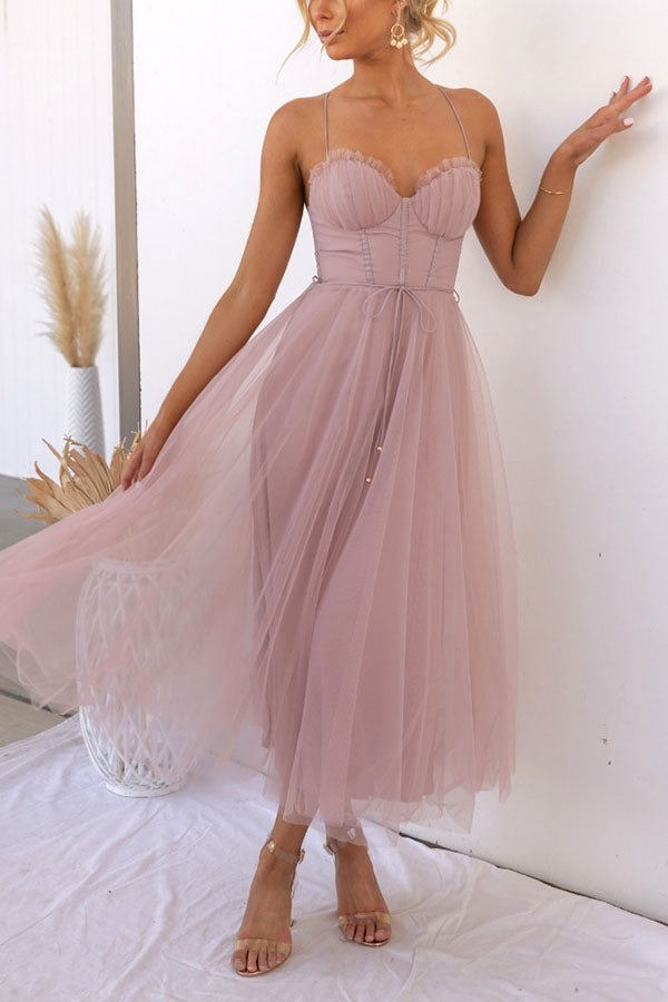 Robe de soirée bustier en mousseline - Anais