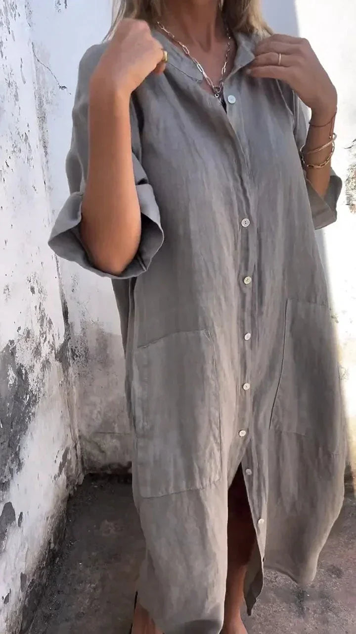 Abito camicia leggero e lungo