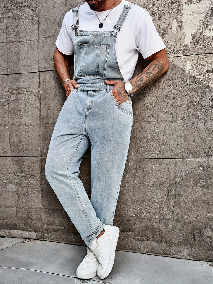Men's denim overalls – Vintage straight cut, faded denim, urban and casual look