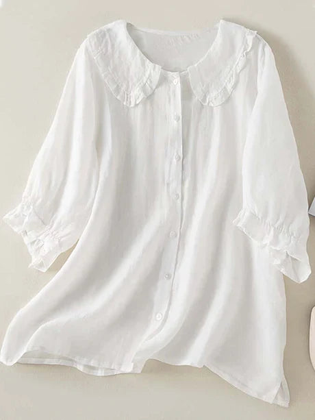 Chemise D'été Chic À Volants Amples Pour Femmes | Manches Mi-hautes