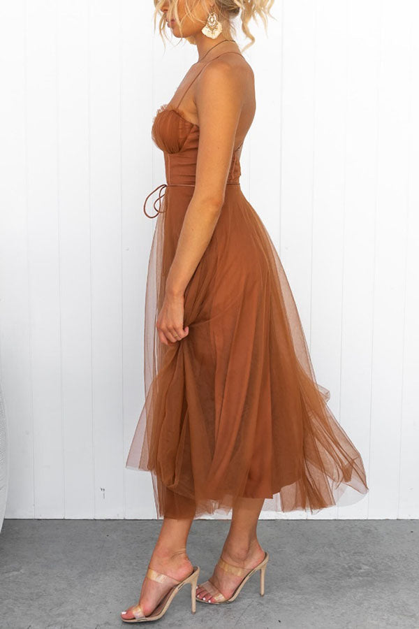 Robe de soirée bustier en mousseline - Anais