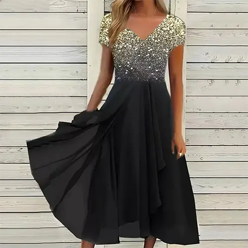 Schicke Blumen-Hochzeitsgastkleid für Damen | Midi