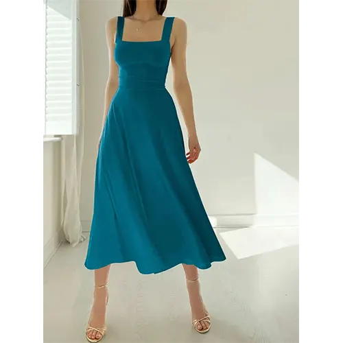 Elegantes ärmelloses Hochzeitsgastkleid für Damen | Midi