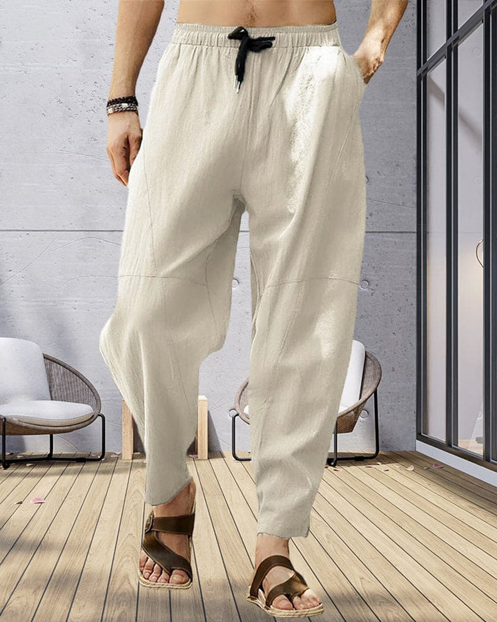 Elmo | Breathable and casual fabric pants with elastic waistband for men